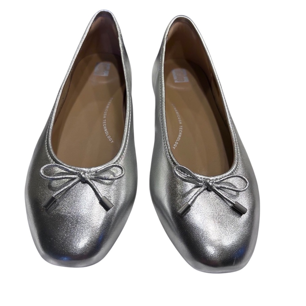 FitFlop Delicato Bow Soft Metallic Leather Ballet flats.*EUC*